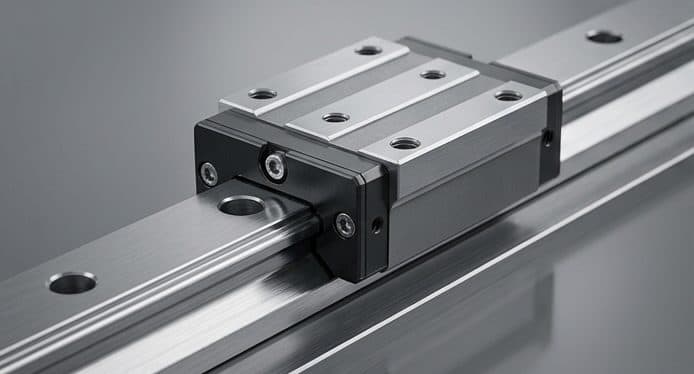 Precision-ground linear rail and carriage.